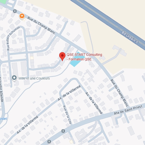 QSE START Consulting : Plan et Accès Formation QSE Plan de localisation de QSE START Consulting - Formation QSE, rue du Champ Blanc et avenue de la Villermé.